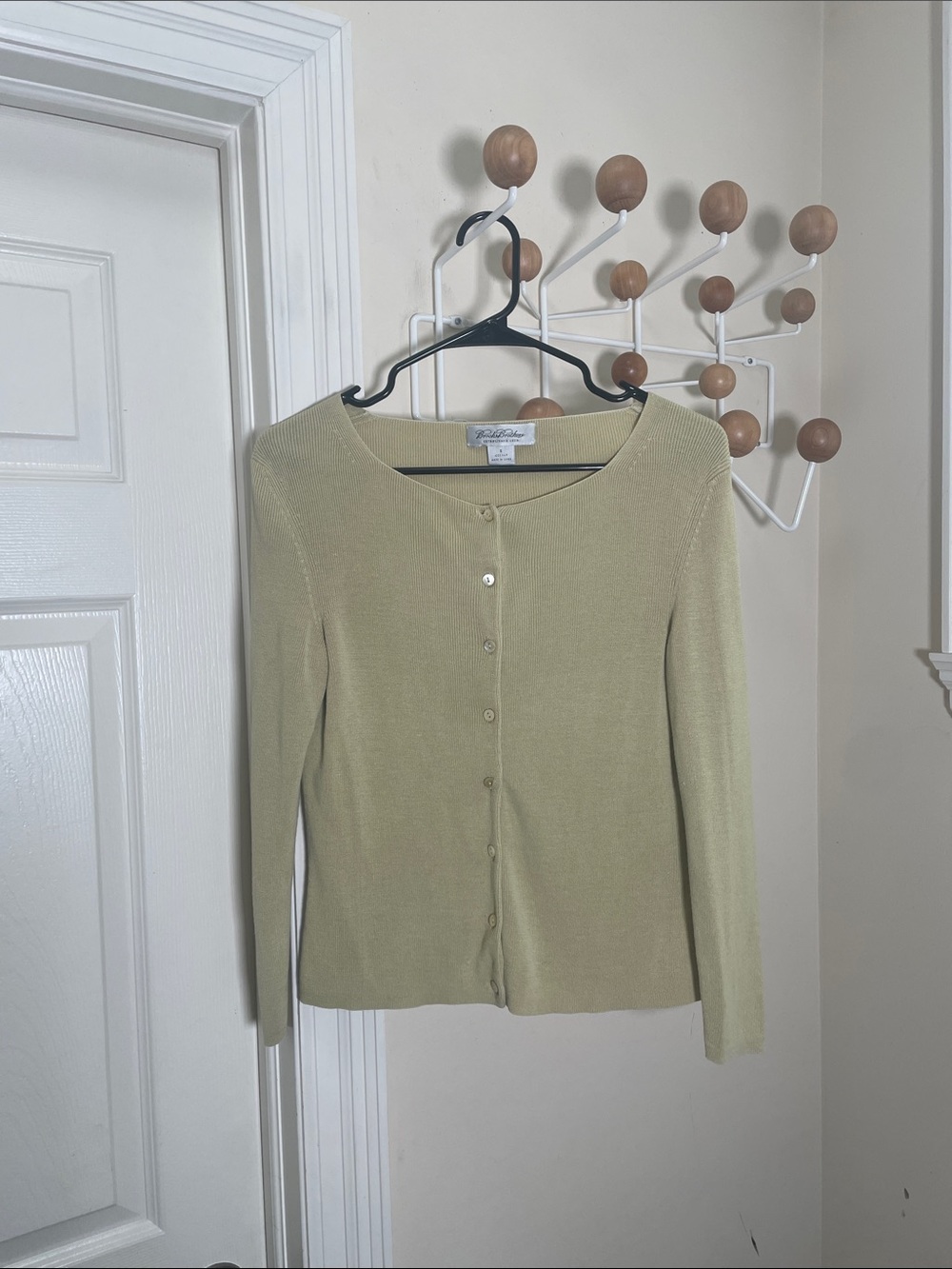 Brooks Brothers - Y2K Vintage Silk Button Down Cardigan - Light Green - S